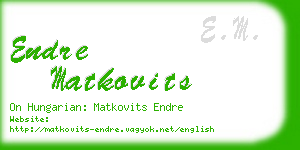 endre matkovits business card